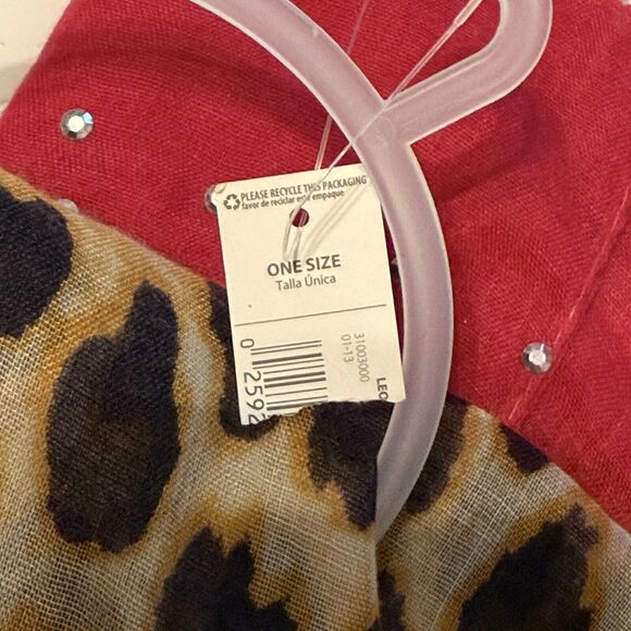 Large Leopard Spotted Scarf Bright Pink Accents Studded 27 x 100 NWT - Picture 12 of 14